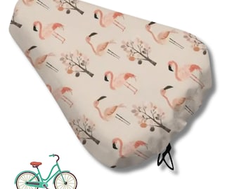 Waterproof Bike Seat Cover - Outdoor City Road/ Mountain Bike Saddle Rain Cover,  Protective Cover for Bike,  Pink Flamingos print