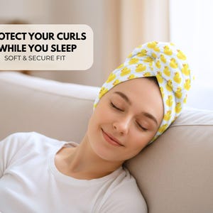 Protection pour boucles pour dormir – BASIC Taille unique | Alternative légère à un bonnet pour la méthode Curly Girl et l'entretien quotidien, Rubber Duckies