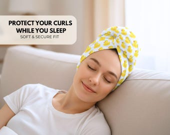Lockenschutz zum Schlafen – BASIC Einheitsgröße | Leichte Alternative zur Mütze für die Curly Girl Methode und die tägliche Pflege, Quietscheentchen