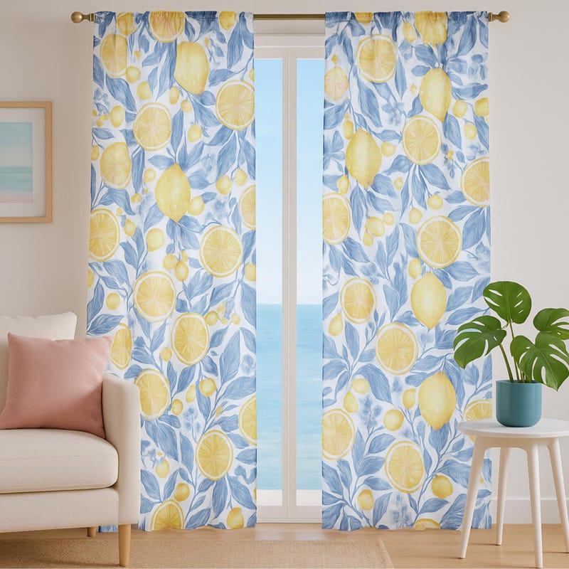 Lemon Curtains - Etsy