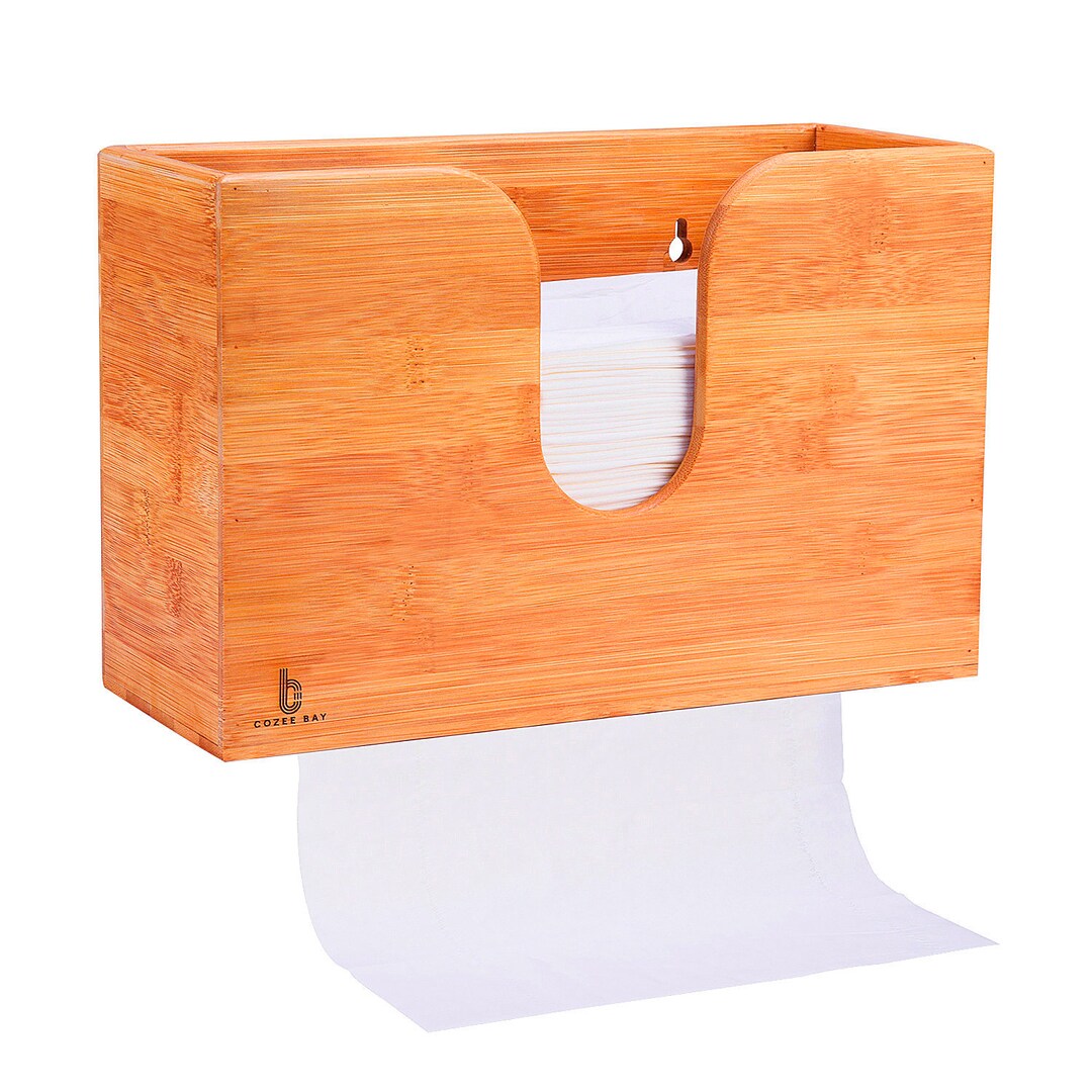 Cozee Bay Bamboo Paper Towel Dispenser, Paper Towel Holder for Kitchen