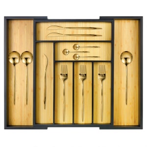 Cozee Bay bamboo drawer organizer, utensil holder, and silverware drawer organizer, for kitchen helper, office desk, and bathroom storage