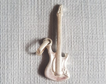 Vintage Sterling Silver Pendant Guitar Shape, Miniature Guitar Necklace Pendant or Bracelet Charm Pendant/Pending