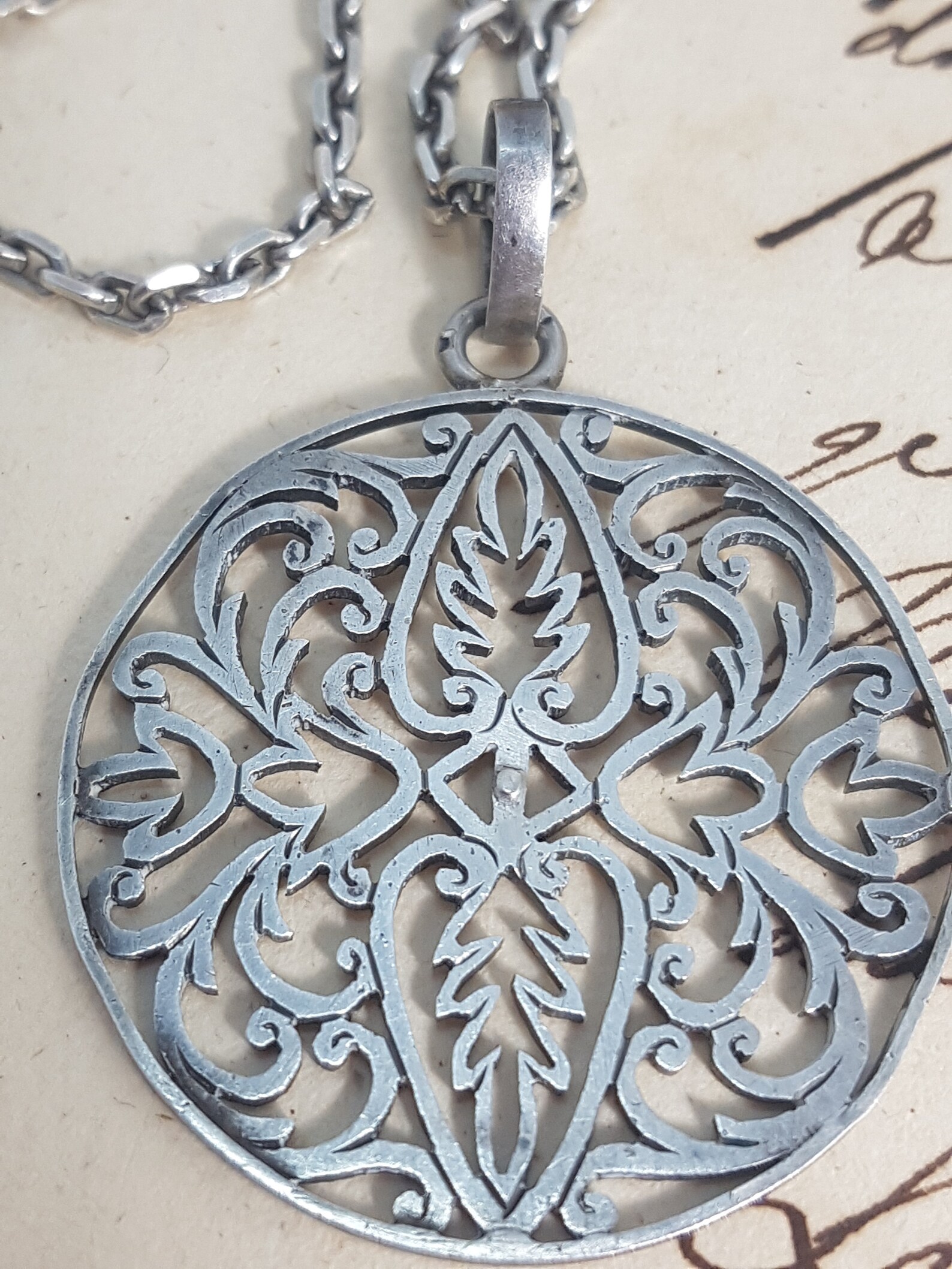 Vintage Sterling Silver Necklace Pendant Medallion Charm Etsy