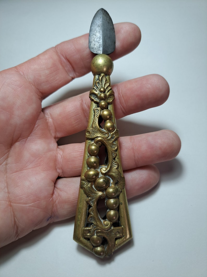 Antique 1800s Art Nouveau Knife in Bronze Sharp Object for Working