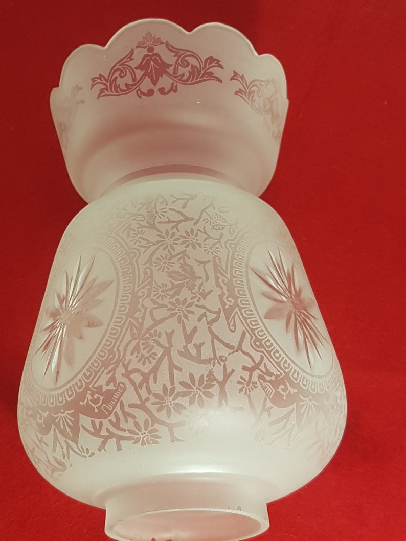 Vintage Frosted Glass Acid Etched Glass Shade Scalloped Edge Etsy