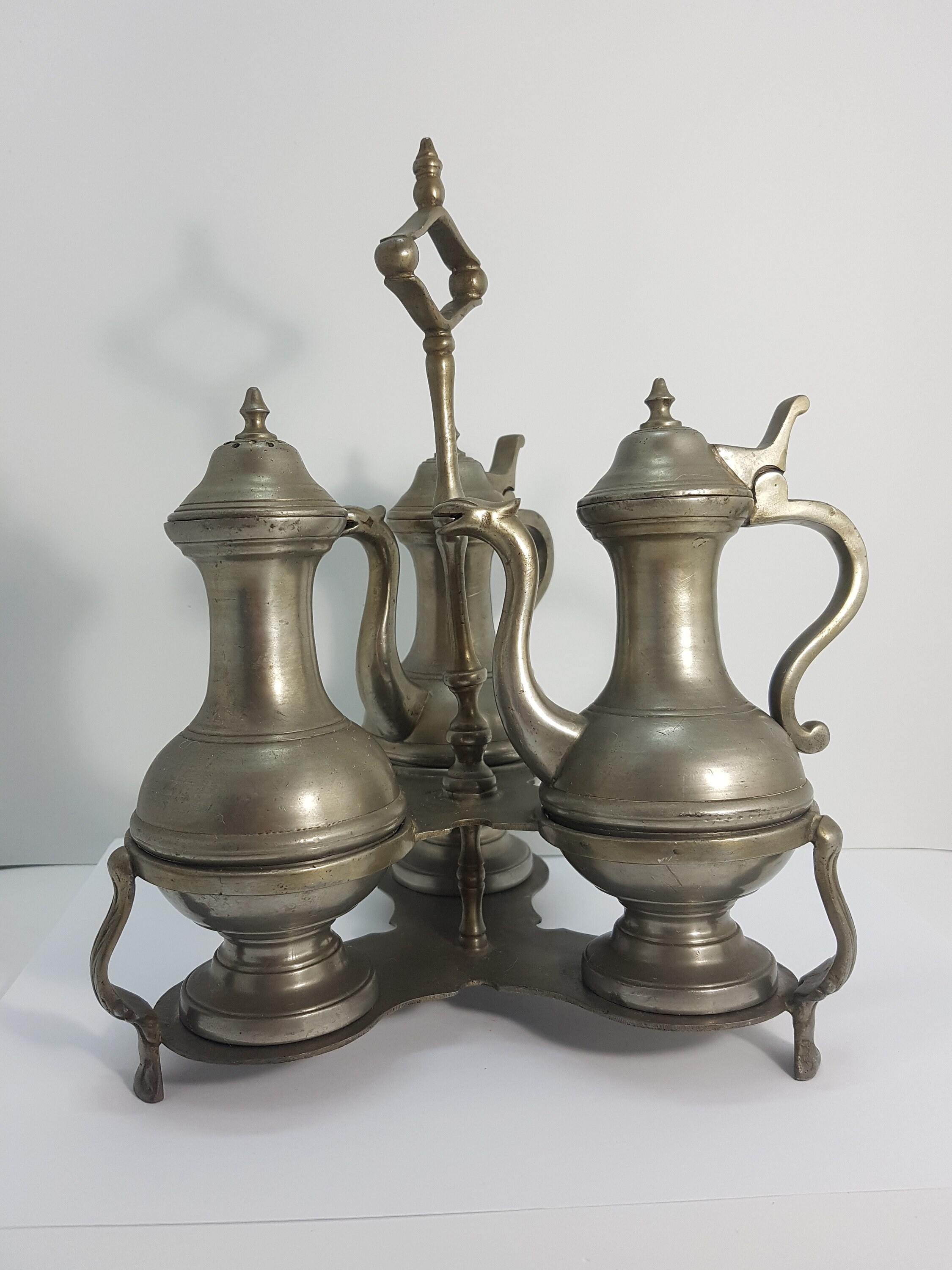 Antique Vintage Tin Cruet Pewter Set 95 Set 3 Pieces Etsy