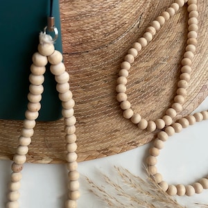 Dije de pulsera para teléfono bohemio / Lindos dijes para teléfono / Dijes para teléfono con cuentas de madera / Accesorios para teléfono bohemios / Accesorio de pulsera con dije para teléfono natural