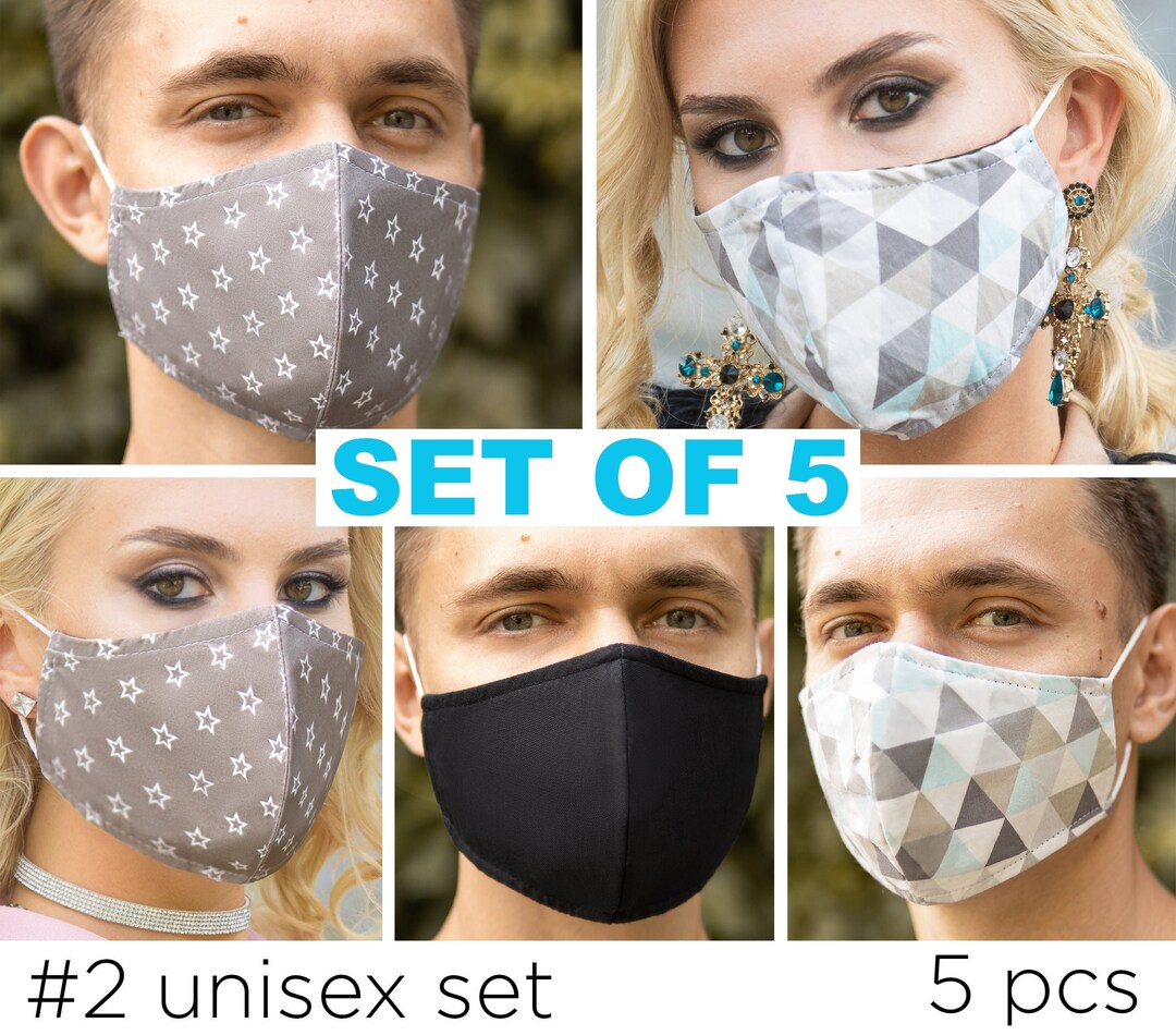 5 Washable Face Mask for Men Breathable, Cotton Face Mask for Women