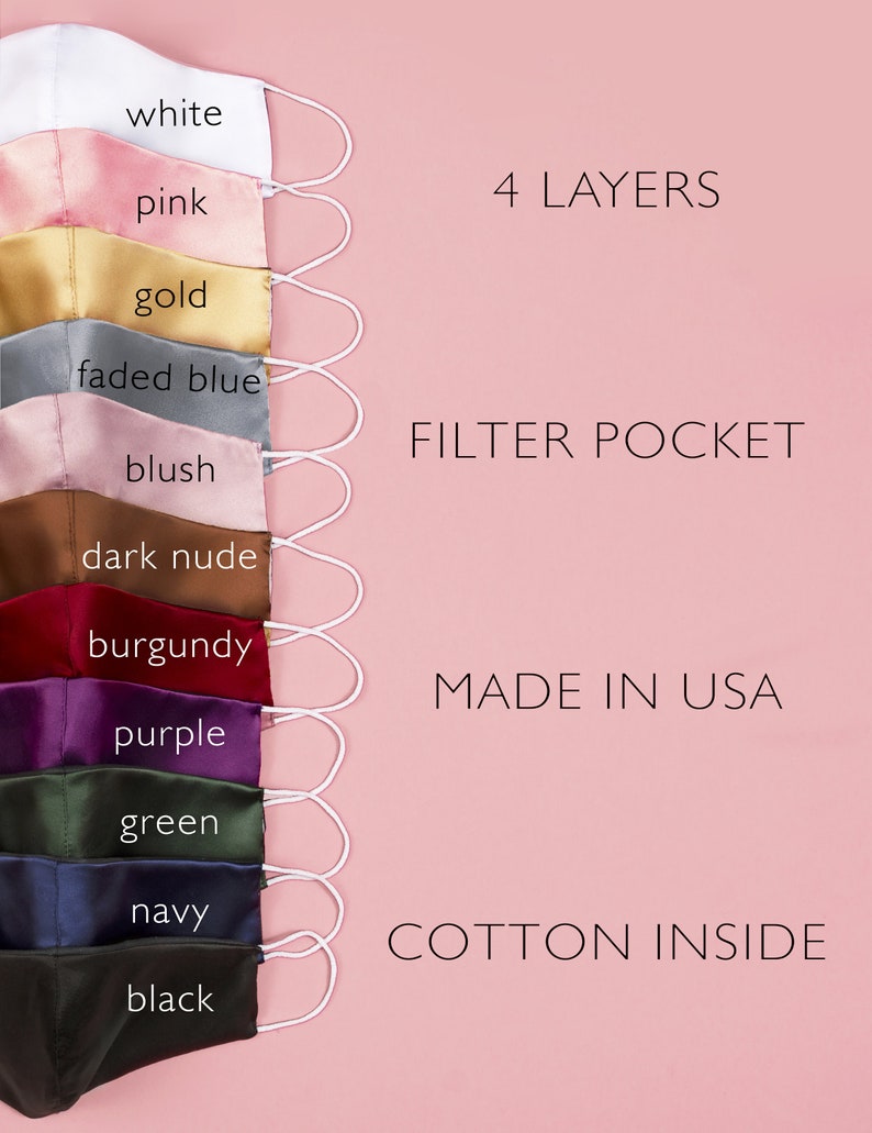 Silk Mask Made in USA Silk Face Mask Satin Mask / Satin Face Etsy