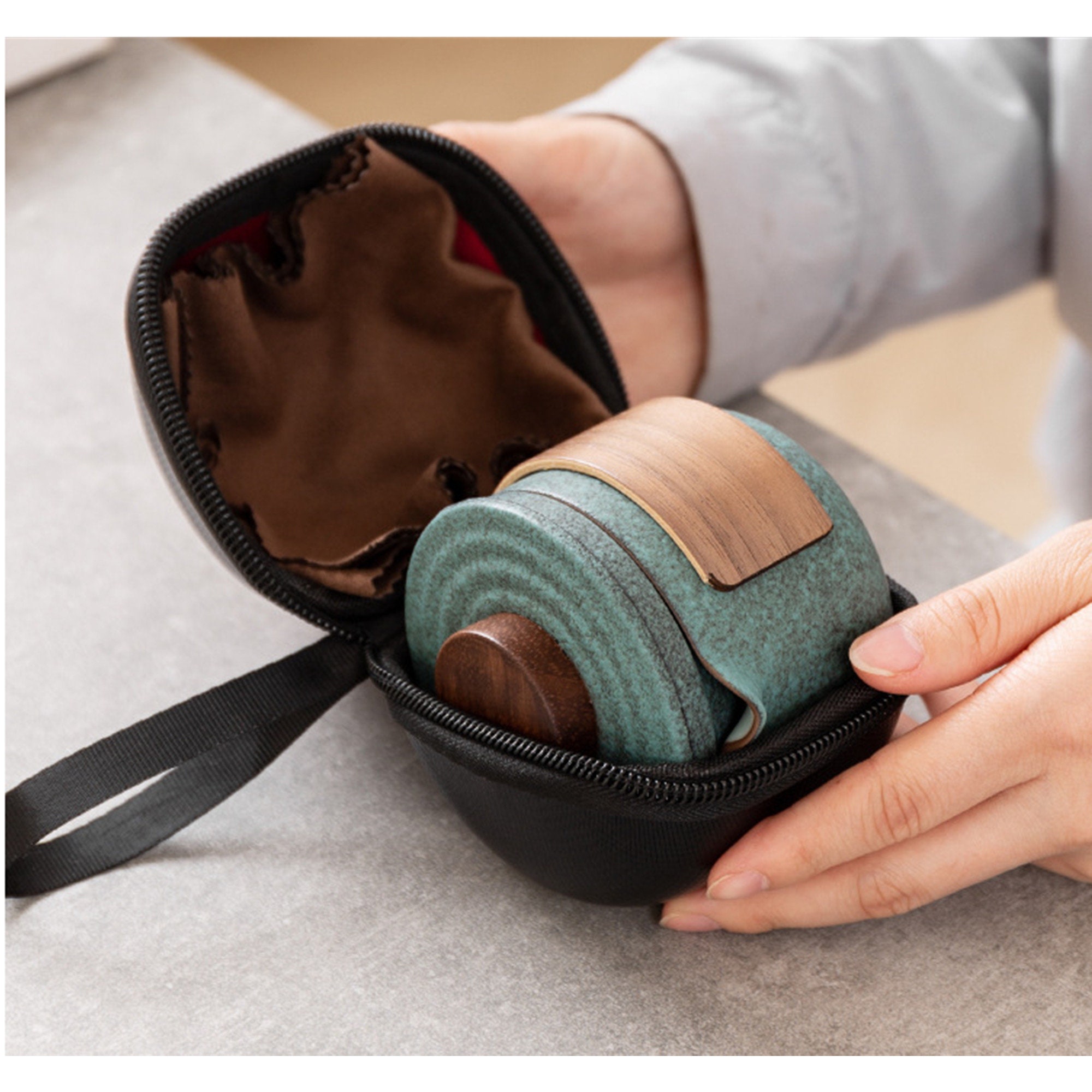 Travel tea set carrying case one pot and two cups Etsy