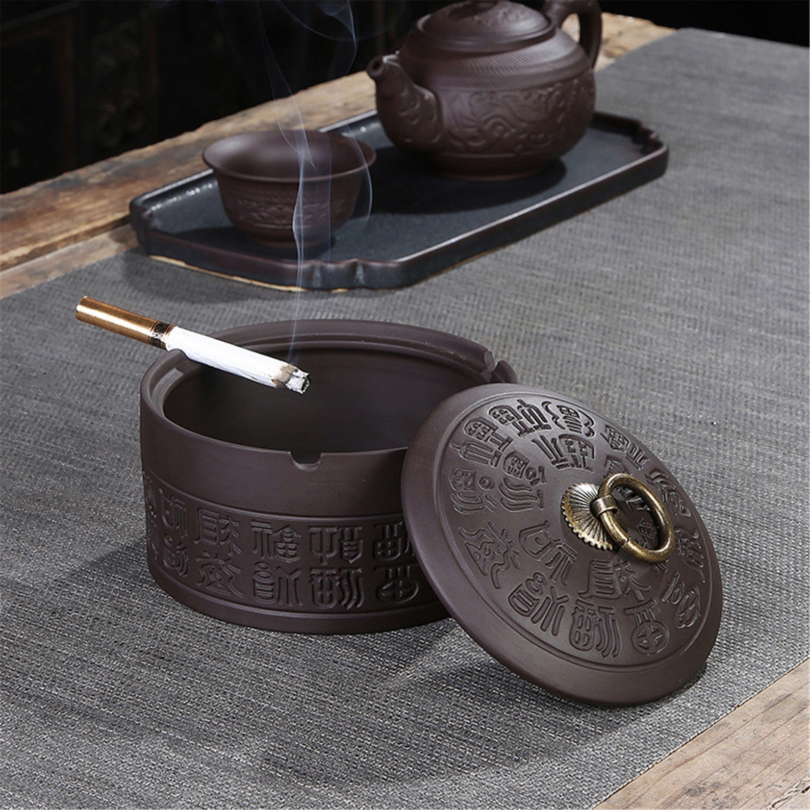 Purple sand ceramic ashtray with lid creative hotel supplies Etsy