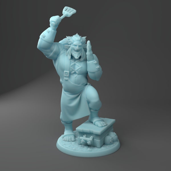 Grub, the Firbolg Cook | TwinGoddessMiniatures |  28mm 32mm 54mm 75mm  |