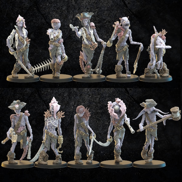 Zombie deep sea pirates (x10) | Lost Kingdom Miniatures | 3D print |Undead cursed crew WFB Oathmark Saga fantasy old world buccaneers