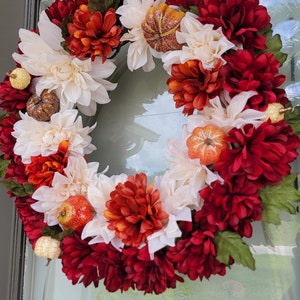 Handcrafted Autumn Wreath, wreaths for front door fall,Elegant Fall Wreath, orange wreaths, bright color wreaths, Warm & Inviting Fall Decor
