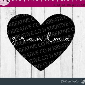 Abuela SVG/Corazón SVG/Día de la Madre SVG/Camiseta de la Abuela SVG/Regalo para la Abuela/Archivo de Corte Cricut del Día de la Madre/Archivo de Corte Cricut de la Abuela