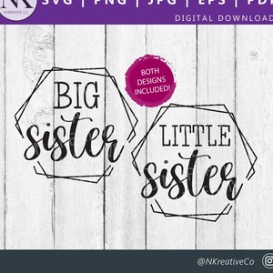 SVG sorella maggiore / SVG sorellina / SVG maglietta sorella abbinata / Decalcomania maglietta sorella / File di taglio Cricut sorella / Pacchetto SVG sorella