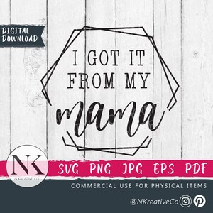 Eu herdei da minha mãe SVG | Mamãe SVG | Moldura hexagonal da mamãe SVG | Citações e provérbios de mãe | Arquivo Cricut Cut para o Dia das Mães | Arquivo Cricut Cut da mamãe