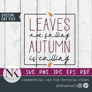Les feuilles tombent, l'automne nous appelle SVG | SVG d'automne | SVG d'automne | Énonciations d'automne svg | Fichier de coupe Cricut | Plaque pour plateau à plusieurs niveaux | Décoration d'intérieur d'automne