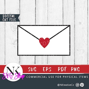 San Valentín SVG/Sobre SVG/Sobre de San Valentín SVG/Corazón SVG/Carta de amor SVG/Archivo de corte Cricut de San Valentín/Archivo de corte Cricut de corazón