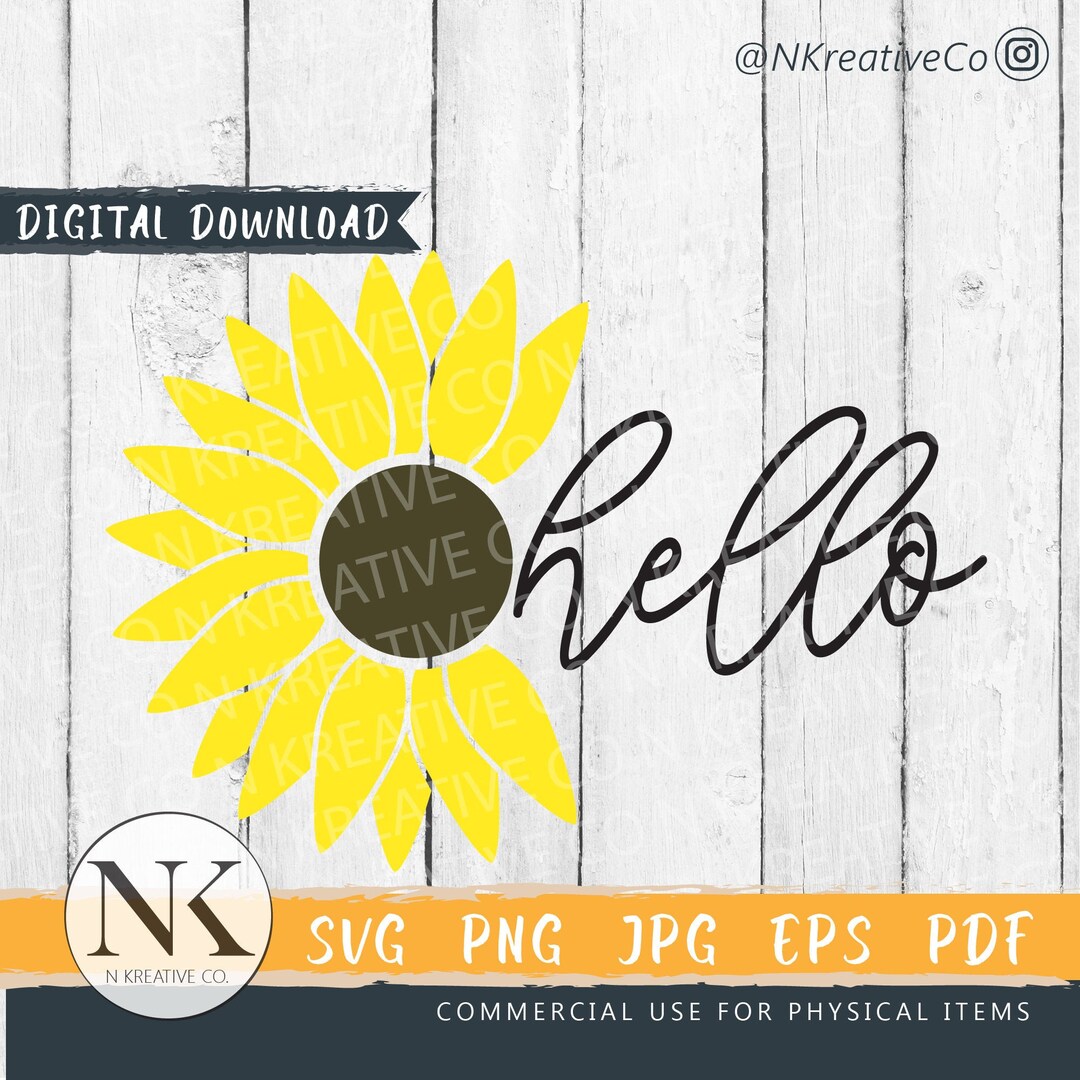 Hello SVG | Sunflower SVG | Welcome SVG | Summer Welcome Sign | Hello ...