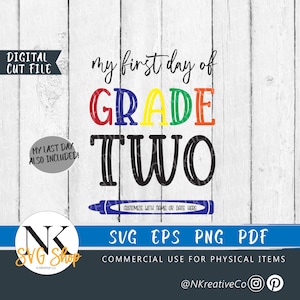 My First Day Of Grade Two SVG - My First Day Of School SVG - My First Day Of Grade Two Sign - Back To School My First Day Printable