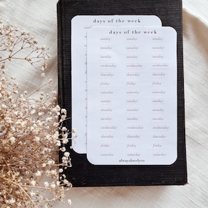 days of the week sticker sheet