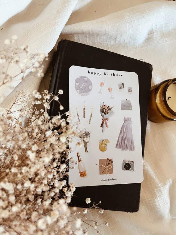 Happy Birthday Sticker Sheet Etsy