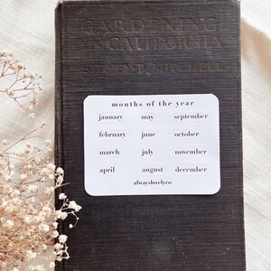 months of the year sticker sheet