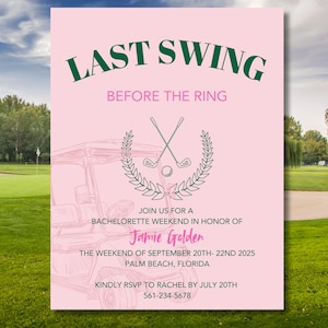 Editable Bachelorette Party Invitation, Bachelorette Party Invitation, Digital Invitation | Last Swing Before the Ring