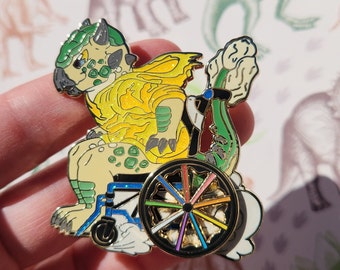 Tar Remix Makes Pins #59 - Ankylosaurus - Wheelchair - Spinning Wheel - Rainbow - Speed is Key - Gotta Go Fast - Dinosaur - Enamel Pin