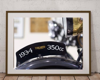 1934 Triumph 350cc classic motorbike. Collectible. Colour. Printable wall art.