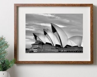 Sydney Opera House. Black and white. Printable wall art.