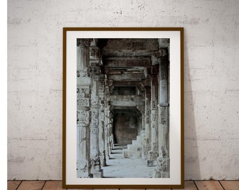 India Temple Printable Wall Art.Black and white wall art. Architecture.Monument Picture.Photo Frame Art.Delhi.  Monochrome.