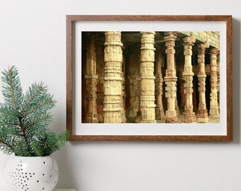 Heritage Structure And Sculptures. Indian. Coloured. Printable wall art.
