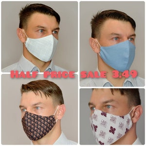 Men&#39;s Double Layer Face Mask, 100% Cotton, Reusable, Washable, Breathable fabric Made in EU, Free UK shipping, sealed pack, top quality