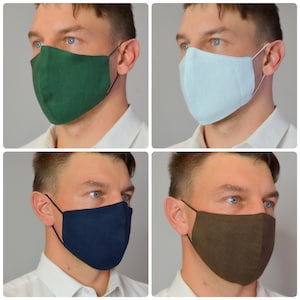 Men&#39;s Face Masks, Breathable Fabric, Reusable & Washable 100 Linen, Double layer, Free UK Shipping, Sealed pack, Top Quality
