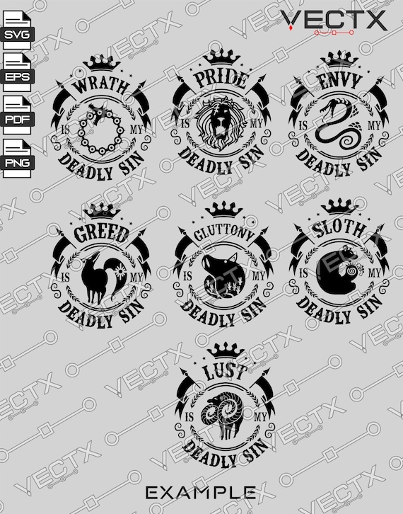 All Seven Marks Deadly Sins Nanatsu Vector. Svg Eps Pdf Etsy