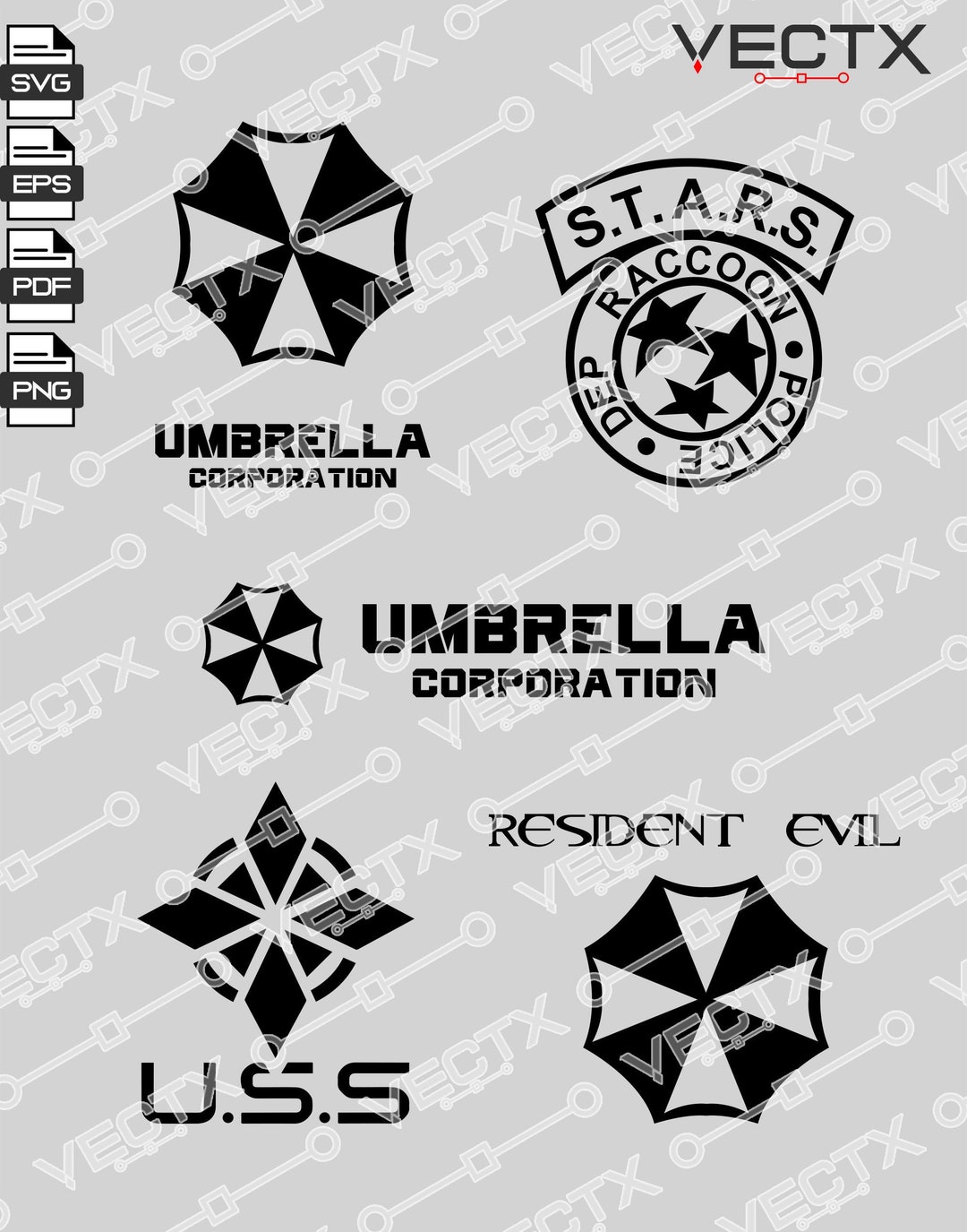 Resident Evil, Umbrella Corporation, Svg, Eps, Pdf, Png, Digital Cut File,  Zombie Games, Umbrella Logo, Instant Download 
