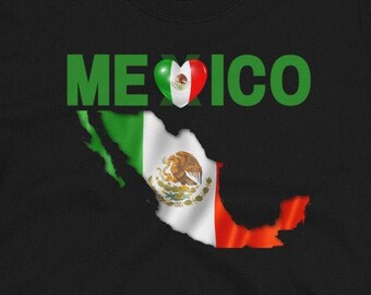 Camiseta con la bandera mexicana, unisex, de algodón, manga corta.