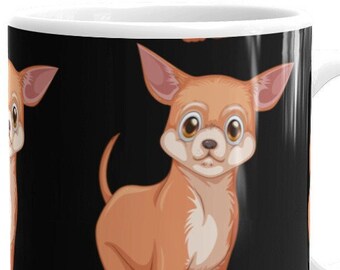 Chihuahua Pet Dog Mug - Black Glossy Ceramic Coffee Cup
