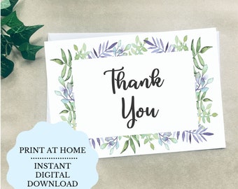 Printable Thank You Card - Thank You - Instant Download - DIY Card - Digital Download - Cards - PDF & JPG