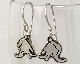 Feline Grace Earrings in Argentium Silver - Made to Order