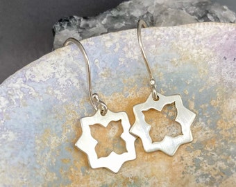 Silver 8 Point Star Cutout Earrings