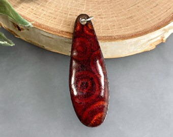 Red on Red Sgraffito Pendant in Vitreous Enamel