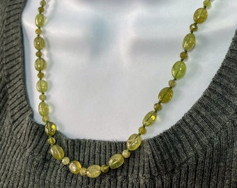 Grossular Green Garnet Hand-knotted Bead Necklace - sterling silver clasp and extender