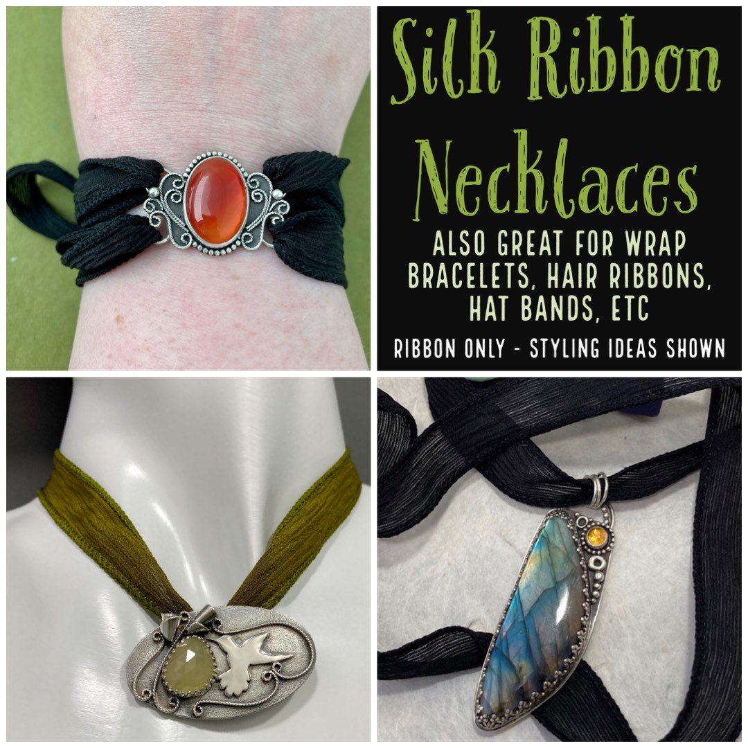 Solid Color Silk Ribbon Necklace Choice of Colors 