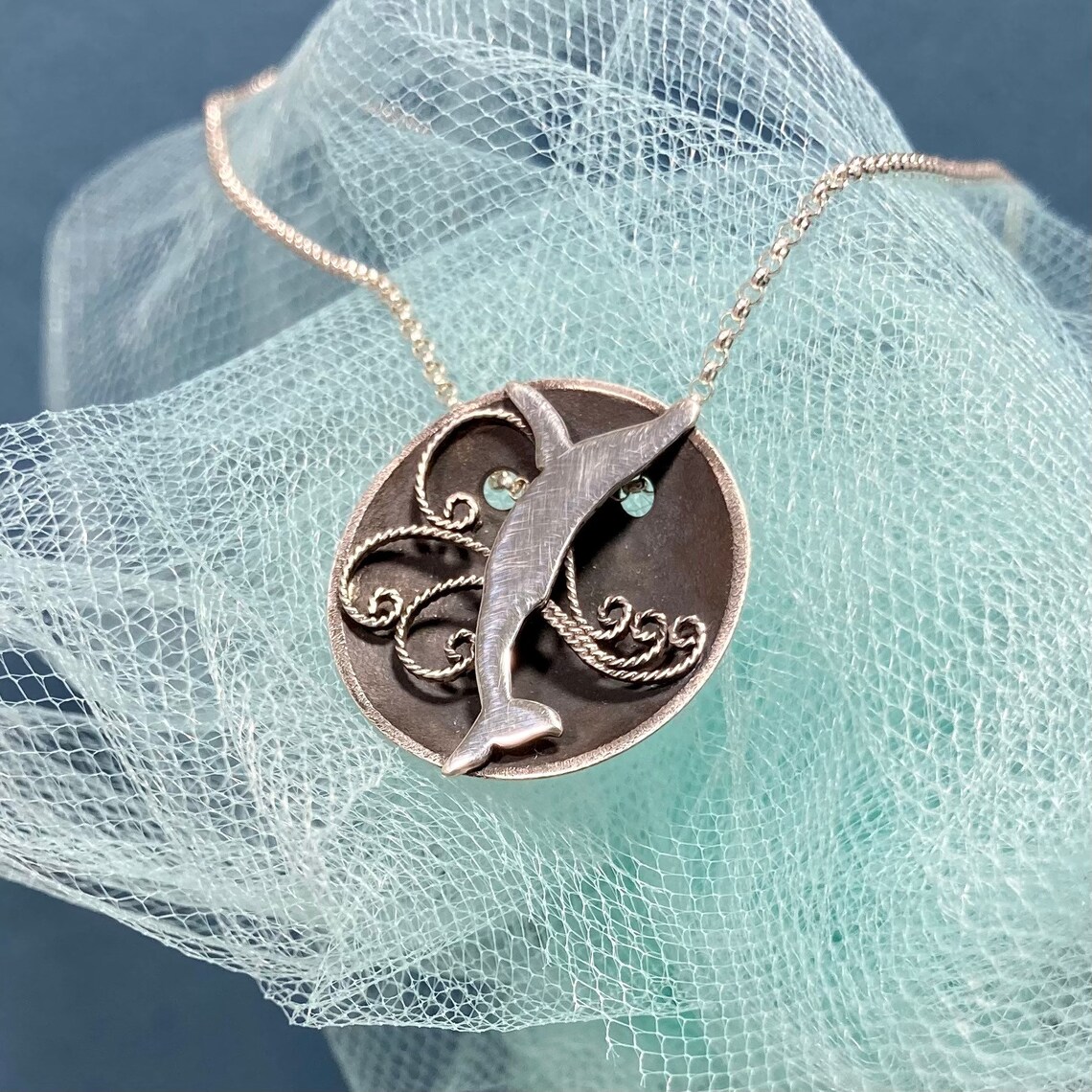 Blue Whale Necklace in Sterling Silver Etsy