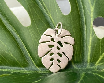 Monstera Leaf Pendant in Argentium Silver