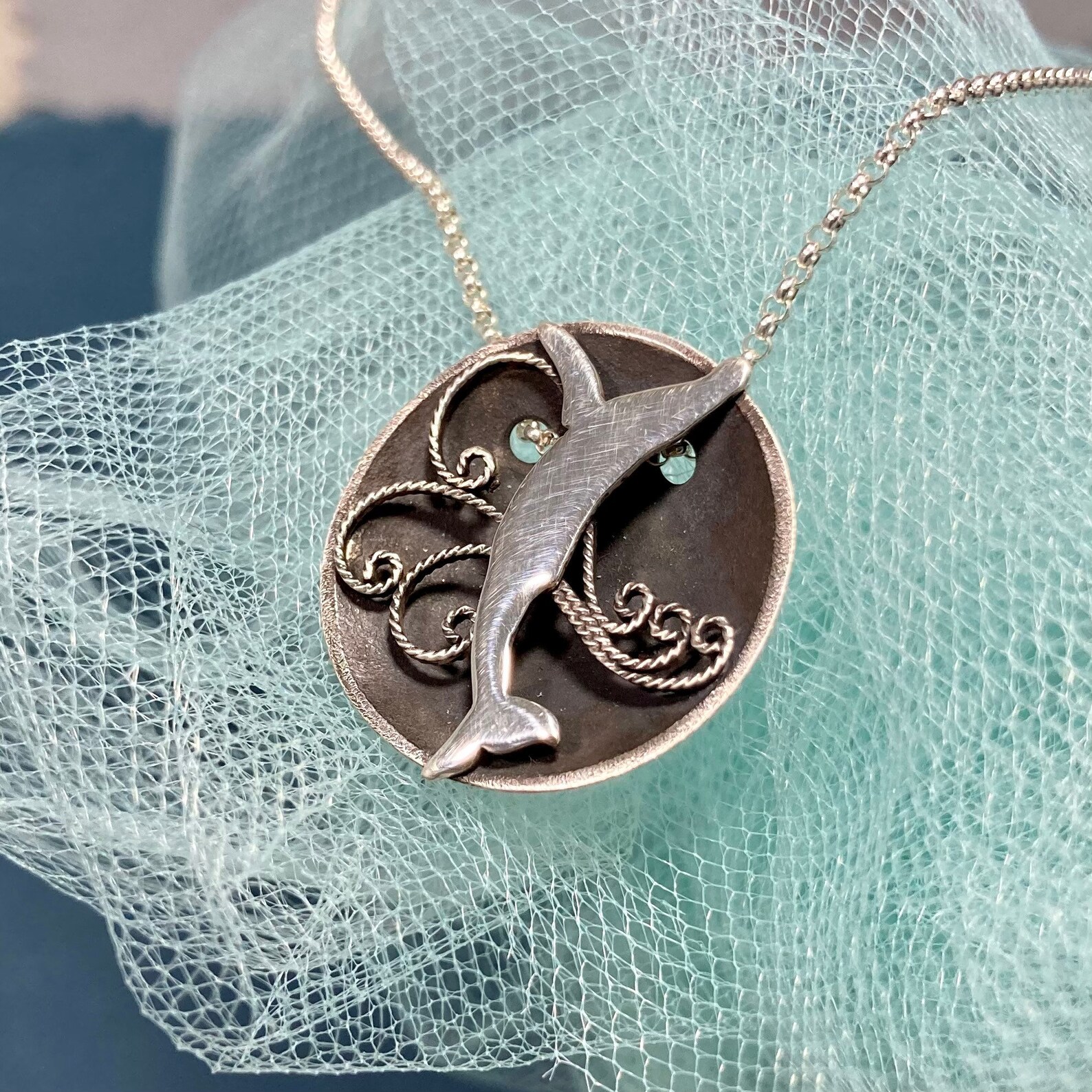 Blue Whale Necklace in Sterling Silver Etsy